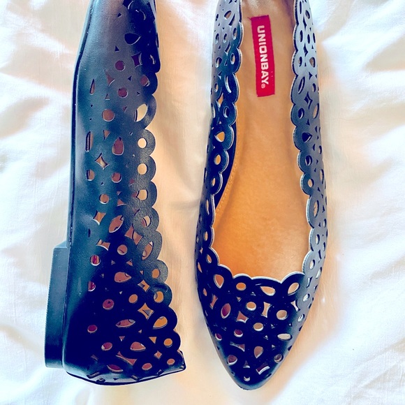 Women’s winna union bay low thin heel flats, black - Picture 1 of 4